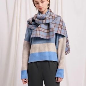 Petite Studio Blue Plaid Wool Scarf